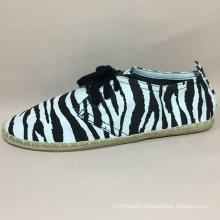 Zebra printing canvas epsadrille lace-up men-shoes